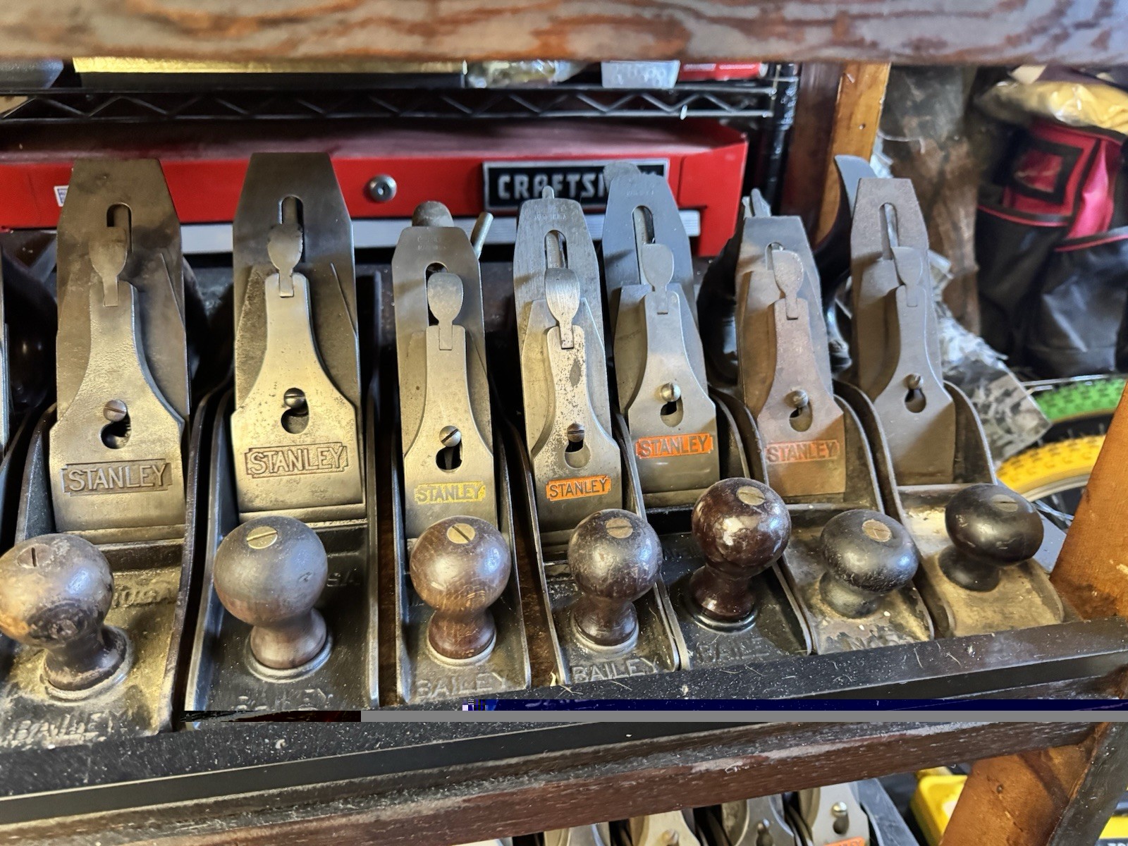 Stanley Plane Collection And Vintage Stanley Display Rack