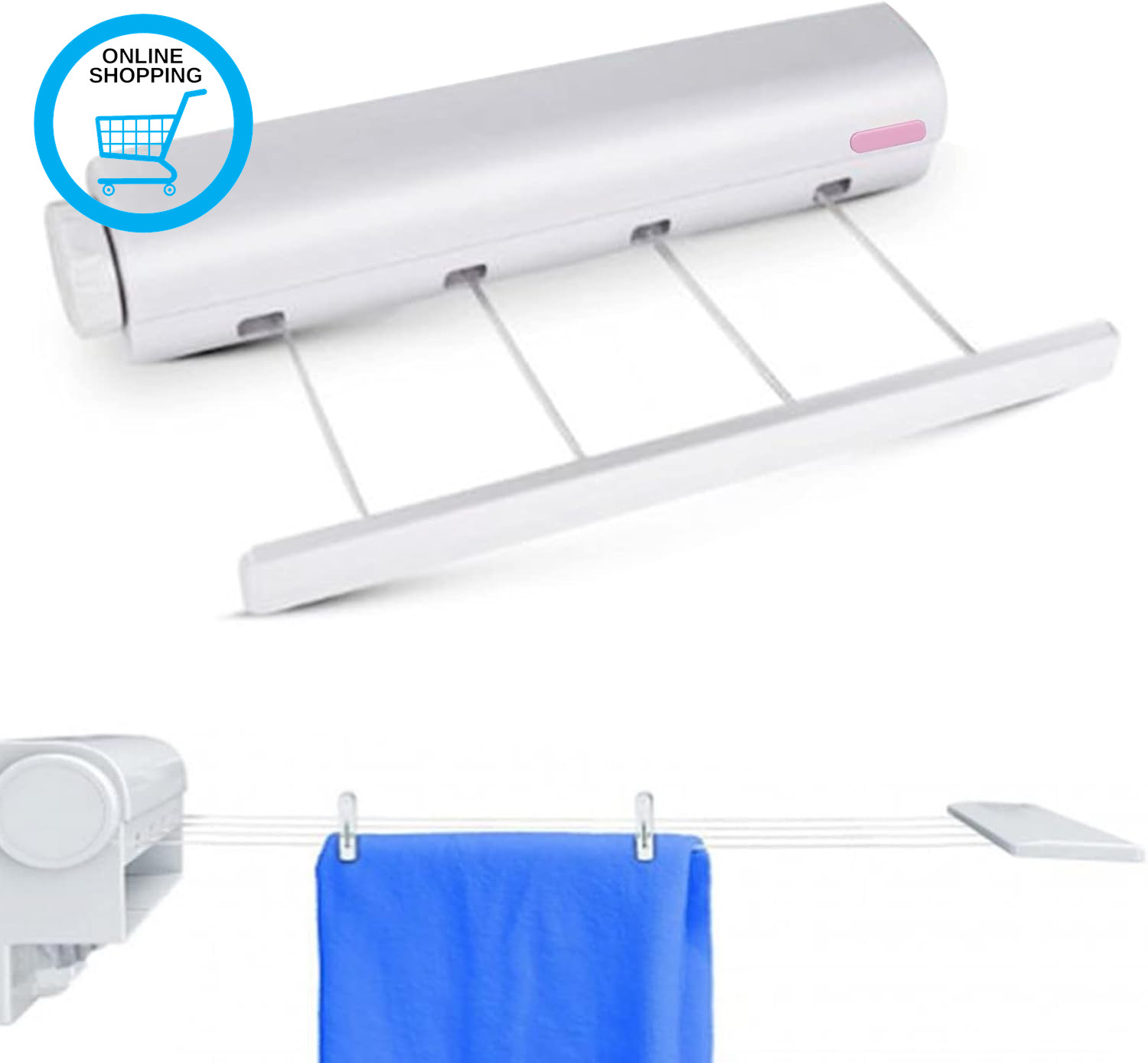 Retractable Clothesline Indoor Outdoor 4 Line Retractable Clothes Dryer Laundry