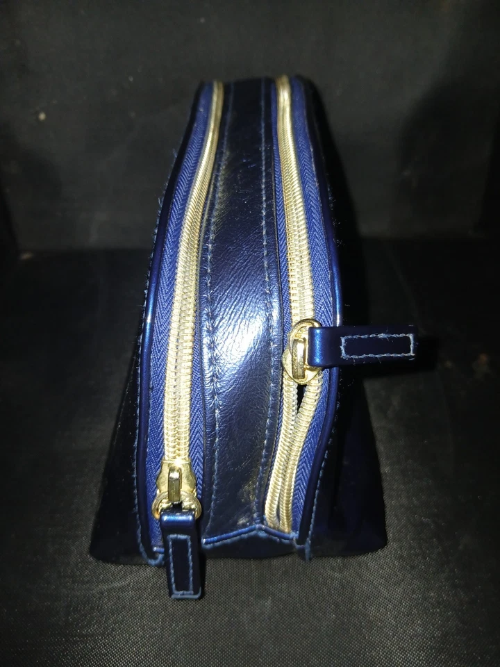 Bolsa de maquillaje cosmético Cle de Peau brillante metálico azul oscuro bolsa -e185 Foto 2 de 4