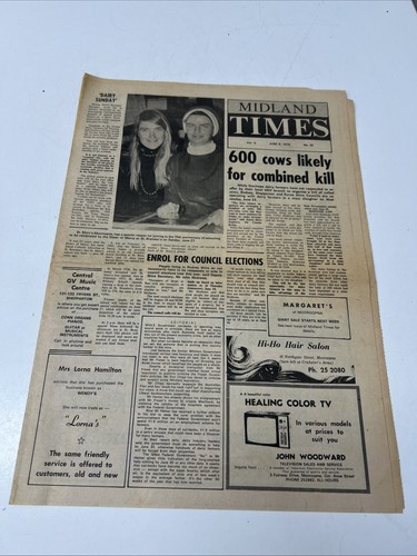 VINTAGE NEWSPAPER THE MIDLAND TIMES 1976 1970s VICTORIA ADVERTISEMENT