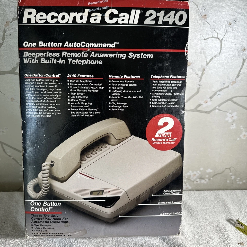 Record A Call 2140 Beeperless Remote Answering System With Built-in Telephone - Image 3 of 4