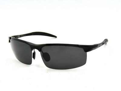 Duco DC8177 Polarized Sport Sunglasses, Aluminum Half Frame, Black / Gray #689