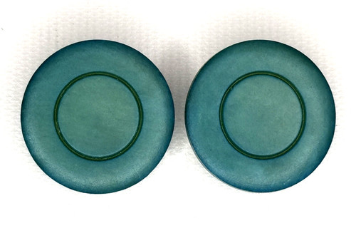 Lucite Shank Buttons 1 1/8" Turquoise Set of Two Ringed Design Plastic VTG 1950s