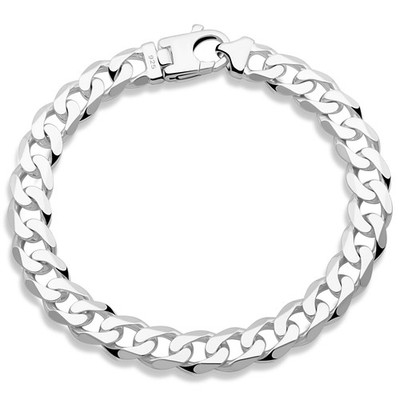 Panzerarmband 9mm Massiv 925 Silber Armband Poliert Diamantiert Karabiner