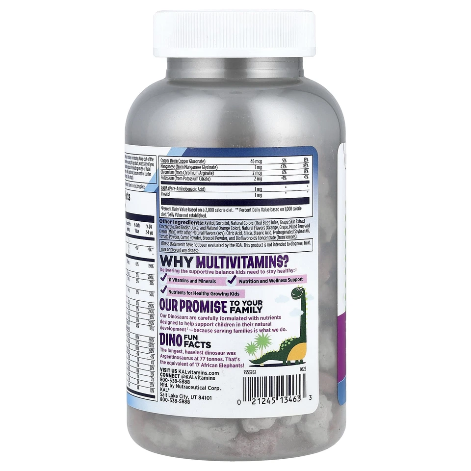 KAL MultiSaurus Berry Uva Naranja 180 Masticables Sin Gluten, Sin Artificial Foto 3 de 3