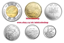Canada 2017 150th $2 $1 50C 25C 10C 5C Coins Set (6 Coins)