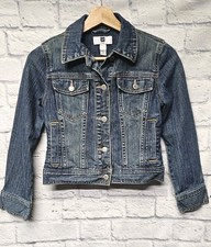 GAP GIRLS L 10 11 DENIM JEAN BUTTON FRONT JACKET MED WASH POCKETS