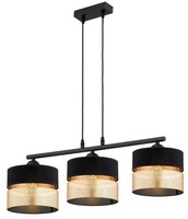 Pendelleuchte Esstisch 3-Flammig Schwarz Gold E27 L:70 Cm HäNgelampe Esszimmer