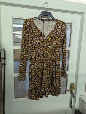 QED London Women's UK Size 10 Floral Dress In A Yellow Multicoloured Print 