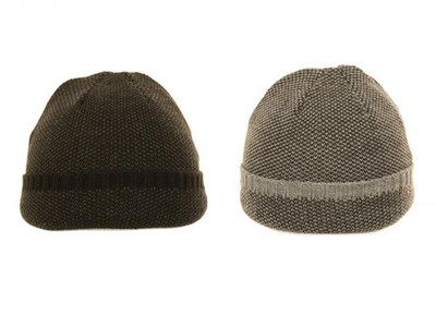 Herren Beanie Mütze Winter warm Fleece gefüttert Strick Turn Up Kontrastnähte Skimütze
