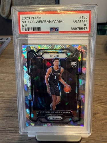2023-24 Panini Prizm Victor Wembanyama RC Prizm Ice Rookie #136 Spurs PSA 10