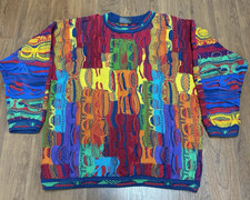 COOGI Australian Sweater 3D Cotton Knit Multicolor Size Medium Vintage