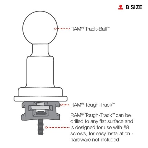 Aluminum Track Ball with T-Bolt Attachment RAM-B-463-TRA1U with B Size 1 Ball - Bild 5 von 6
