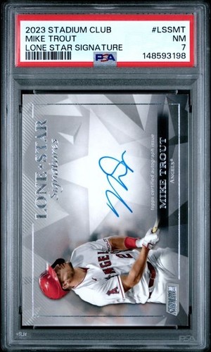 2023 Mike Trout Topps Stadium Club Lone Star Signature Auto /25 PSA 7 NM 