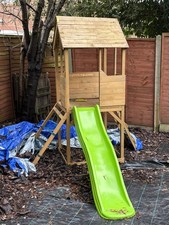 TP Wooden Playhouse with Slide And Climbing Net For Children