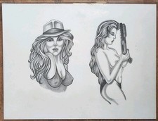 vintage 1980s unk cholo lowrider chola latina gangster tattoo flash lam 8.5x11