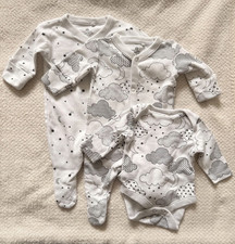 NEXT Baby 3 Piece Cotton Footed Babygrow & Bodysuit | First Size