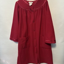 Appel Berry Pink Vintage Fleece Housecoat Robe Snap Closure-Pockets Plus Size 1x