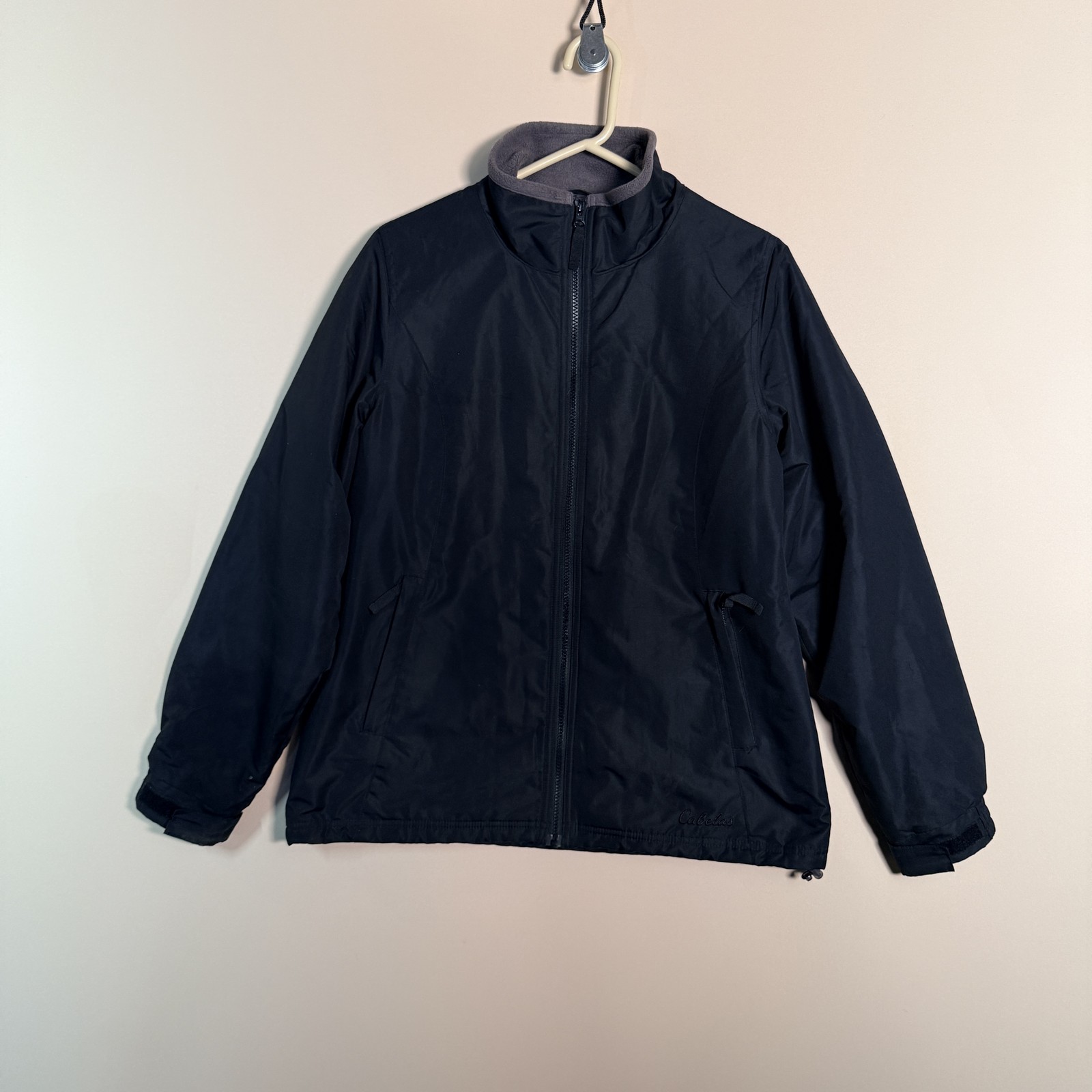 Cabelas Fleece Lined Shell Jacket Full Zip Black Men's Size Medium M