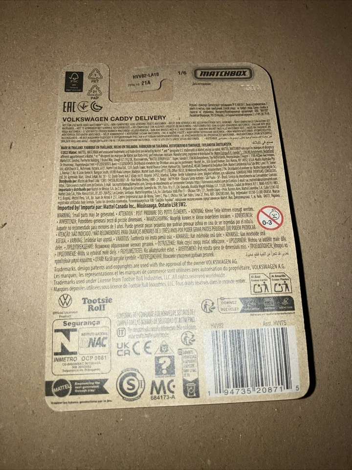 Matchbox Volkswagen Caddy Delivery 1/6 Caramel Apple Pops Car Mattel NEW VW - Image 3 of 3