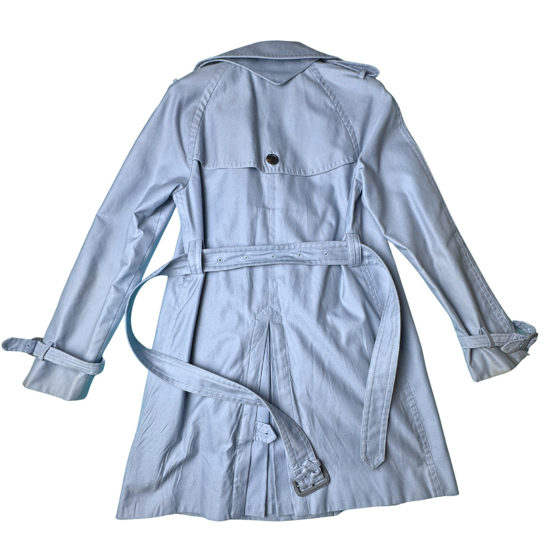 Coach New York Women’s Trench Coat Size 8 Medium Gray Blue Double Breasted Bel thumbnail 2