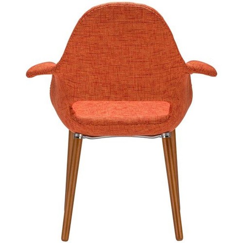Mid-Century Modern Dining Flared Arm Accent Chair Twill Tweed Woven Fabric - Picture 31 of 41