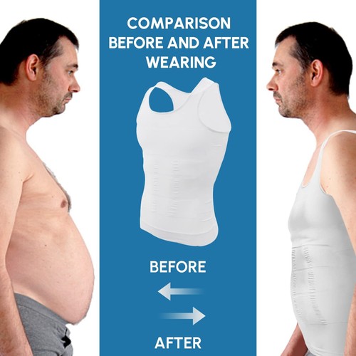 Herren Abnehmen Body Shaper Weste Kompression Shirt Bauchmuskeln Kontrolle Tank Top - Bild 7 von 19