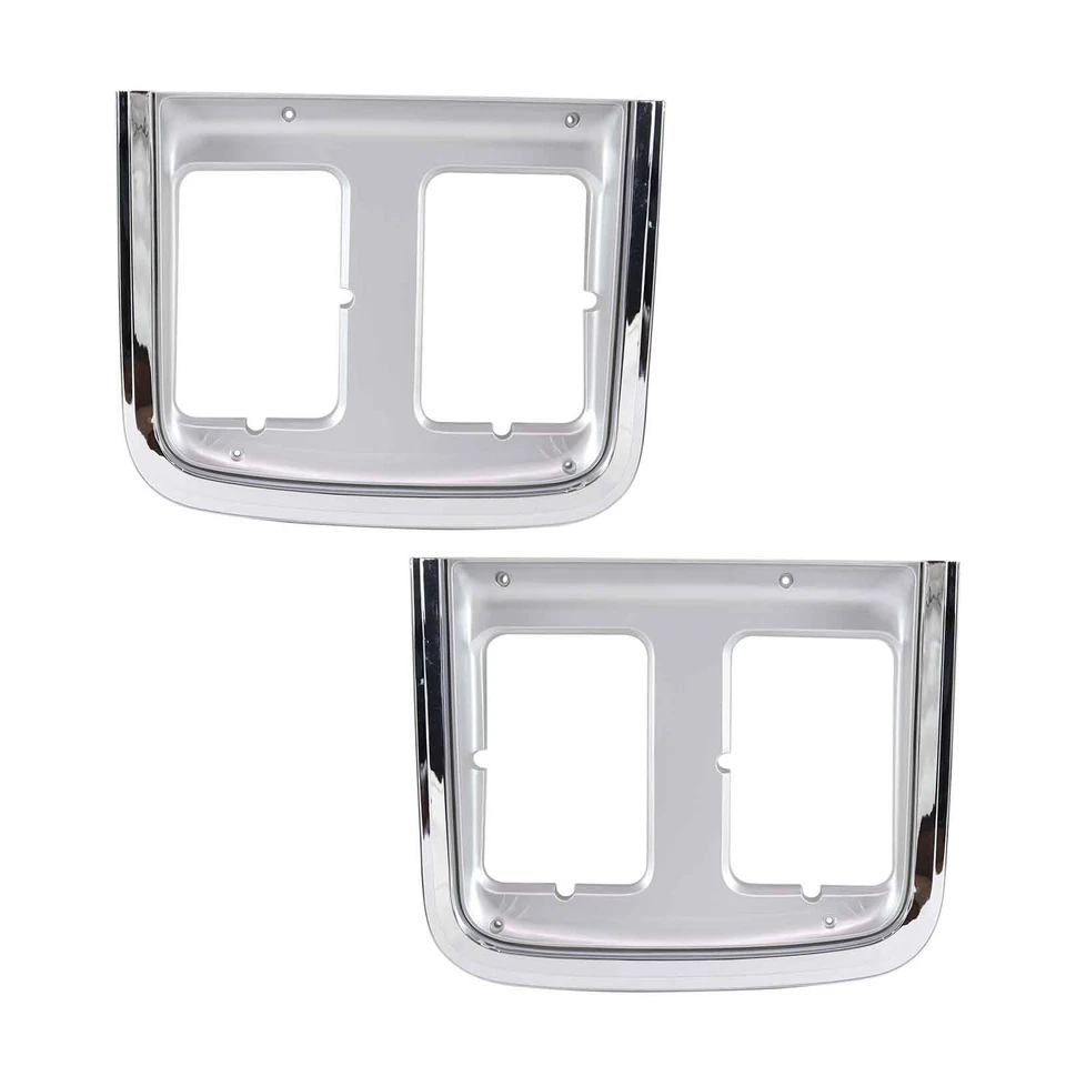 Set Of 2 Chrome Headlight Trim Bezel Dual Type Fits 1985-1991 GMC Chevrolet Van - Image 3 of 4