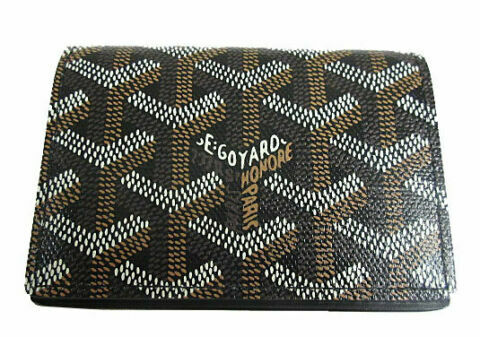 Goyard Long Wallet Round Zipper Herringbone Black Pre-Owned Japan