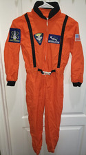 boys 1 pc HALLOWEEN JUMPSUIT ORANGE SPACE COMMANDO MEDIUM zipper front PRETEND P