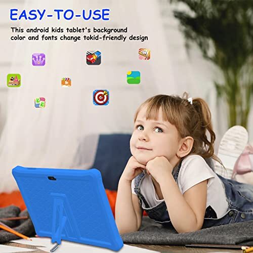 Kids Tablet 10 inch, Android Tablet for Kids, 4GB RAM 32GB ROM Android 12 Blue - Picture 2 of 7