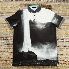 Greyson River Rock  s Edge Polo Performance Short Sleeve Allover Print Large Golf