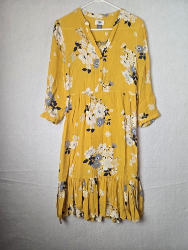 Robe Shirt Old Navy à Manches Longues - Imprimé Floral Violet Et Noir - Taille S - Occasion Très Bon état
