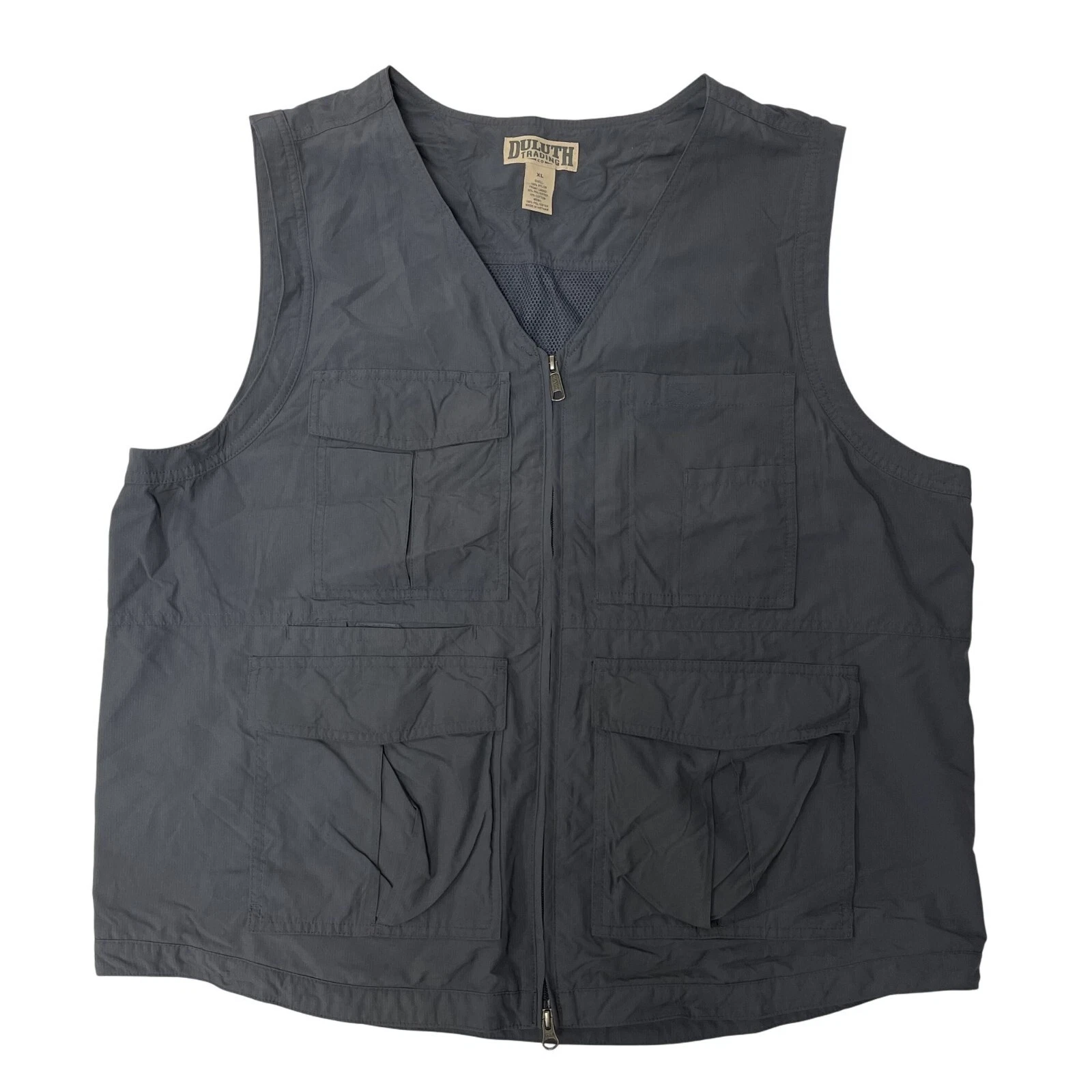 Duluth Gray UTILITY Waistcoat Fishing NYLON Mesh SAFARI Photo Photography Vest