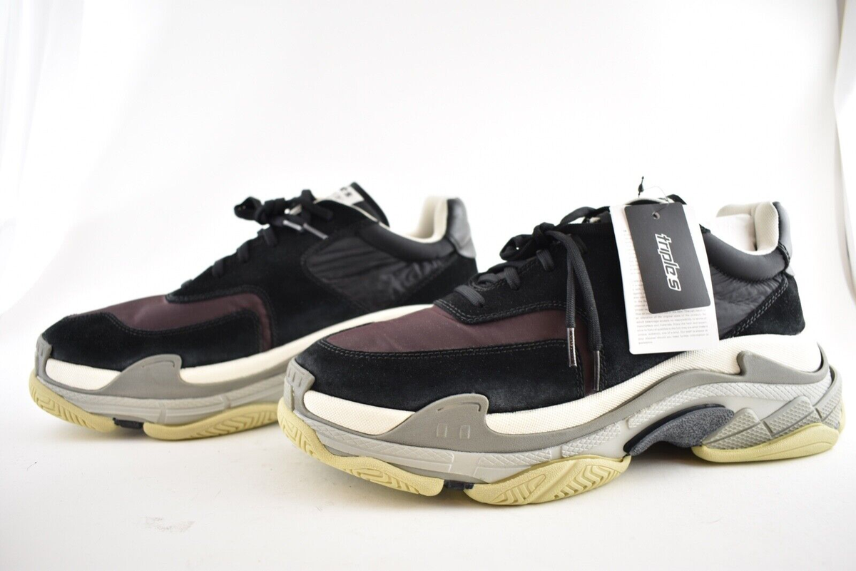 Balenciaga Triple S Mens V2 Black Burgundy Nylon Speed  display picture 1