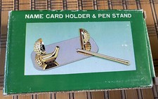Name Business Card Holder With Pen Gold Plated Golf Theme New