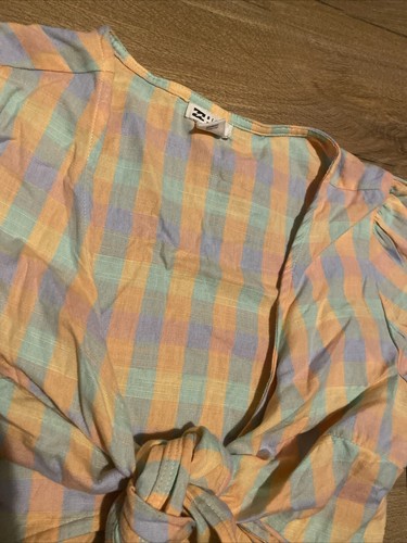 BNWT Billa Bong Short Sleeve Tie Up Cropped Shirt Crop Top Orange Size 6 RRP £60 - Picture 4 of 7