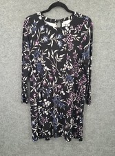 Loft Sheath Dress Womens MP Long Sleeve Black Floral Knee Length Black NWT $69