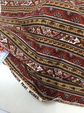Vintage 1980s Cranston Brown Striped Calico Fabric Cotton Quilting F26