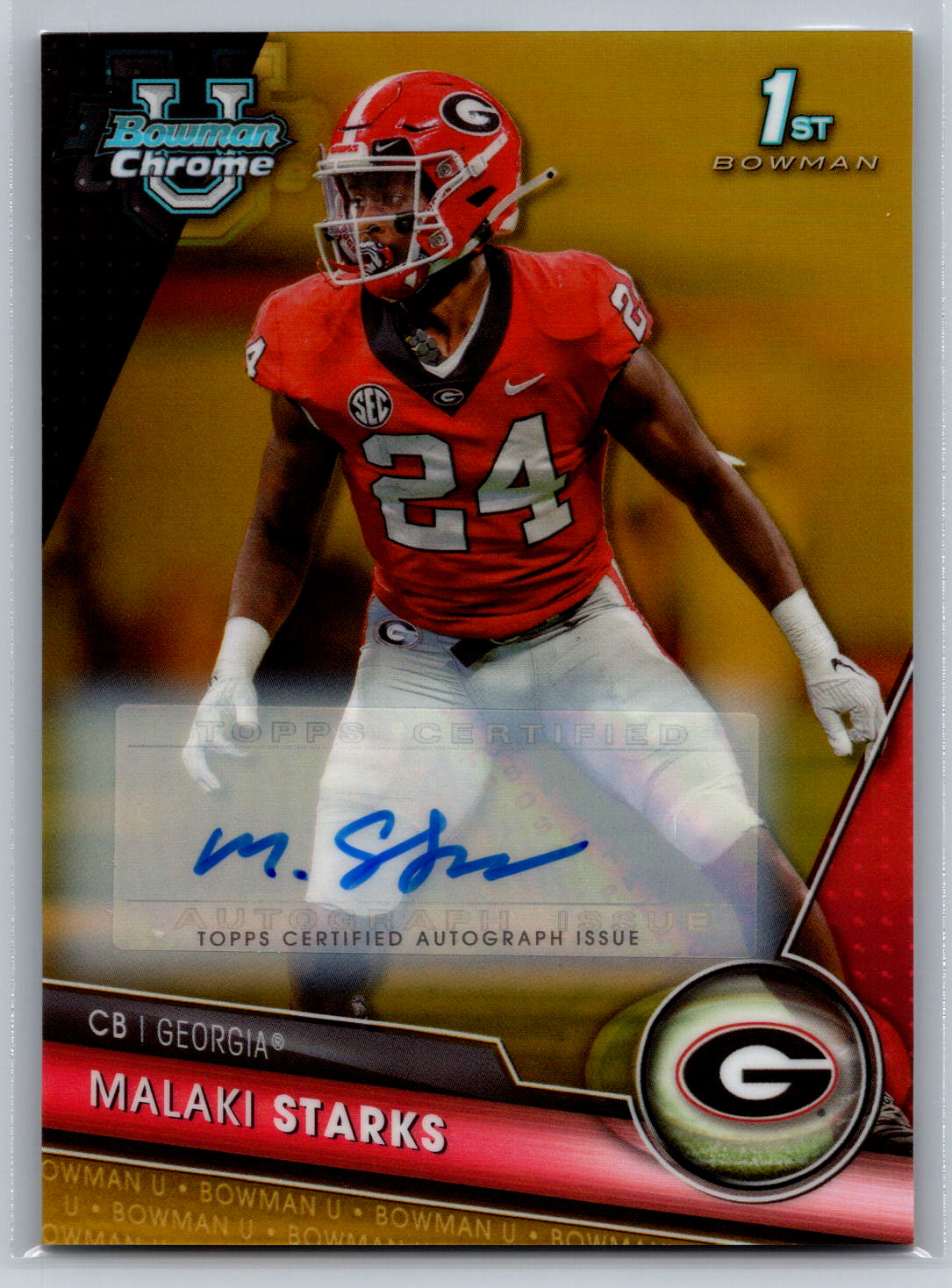 Malaki Starks 2023 Bowman University Chrome 1st Gold Refractor Auto /50 #55