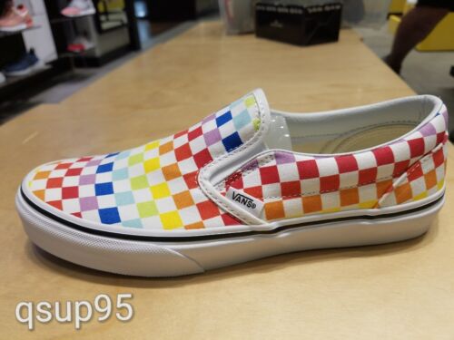 Vans Slip-On Slip On Rainbow White Checkerboard Multi-Color PS Women Men 11C-13 - Picture 1 of 4