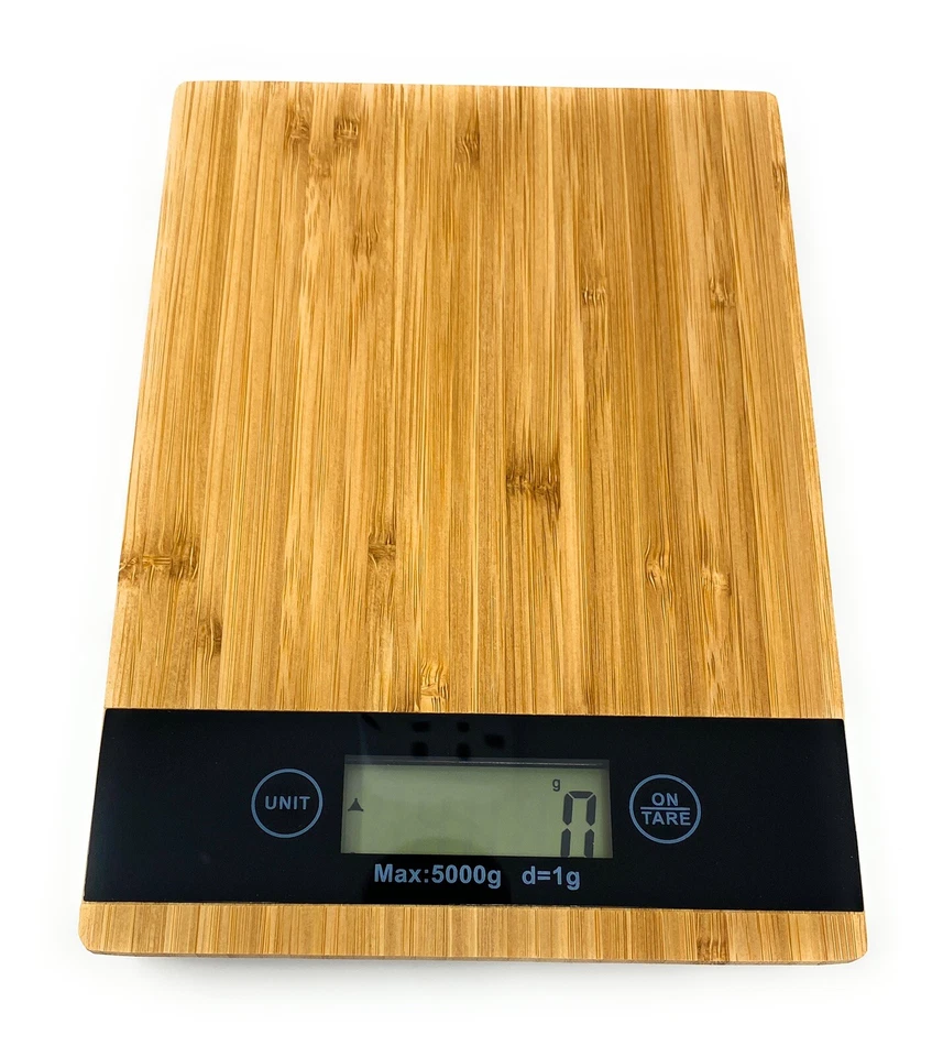 Báscula de cocina digital - Superficie de bambú genuino - Capacidad 5 kg (11 lb) - US STOCK Foto 4 de 4