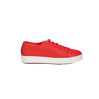 SANTONI  SNEAKERS IN PELLE ROSSA TRAFORATA 99SU