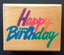 HAPPY BIRTHDAY PARTY WORD GREETING SPECIAL OCCASSION Wood Rubber Stamp