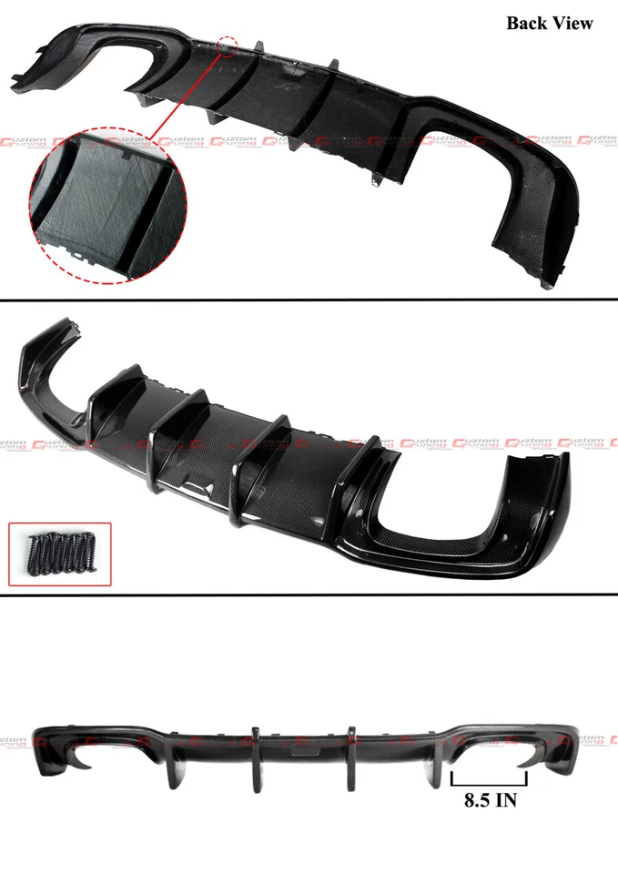 FOR 2017-2020 AUDI S3 A3 SLINE SEDAN SHARK FIN CARBON FIBER REAR BUMPER DIFFUSER - Image 3 of 4