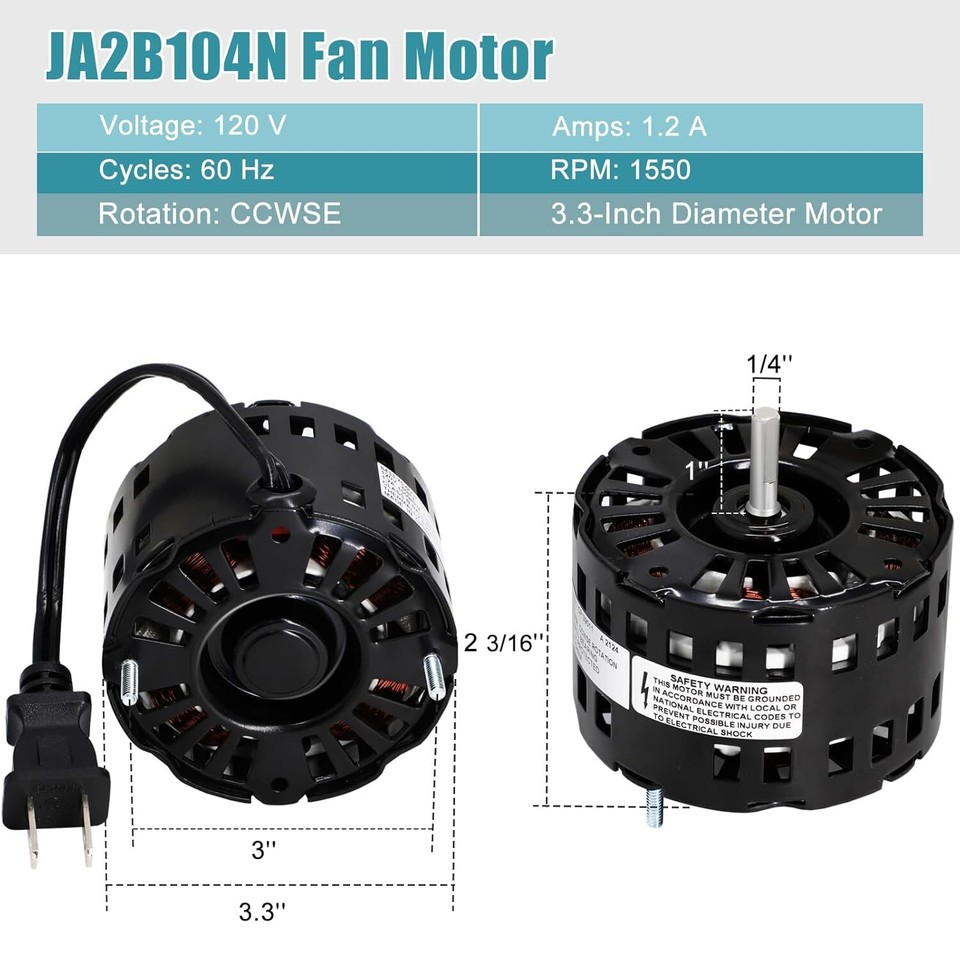 Exhaust Vent Fan Motor 3.3