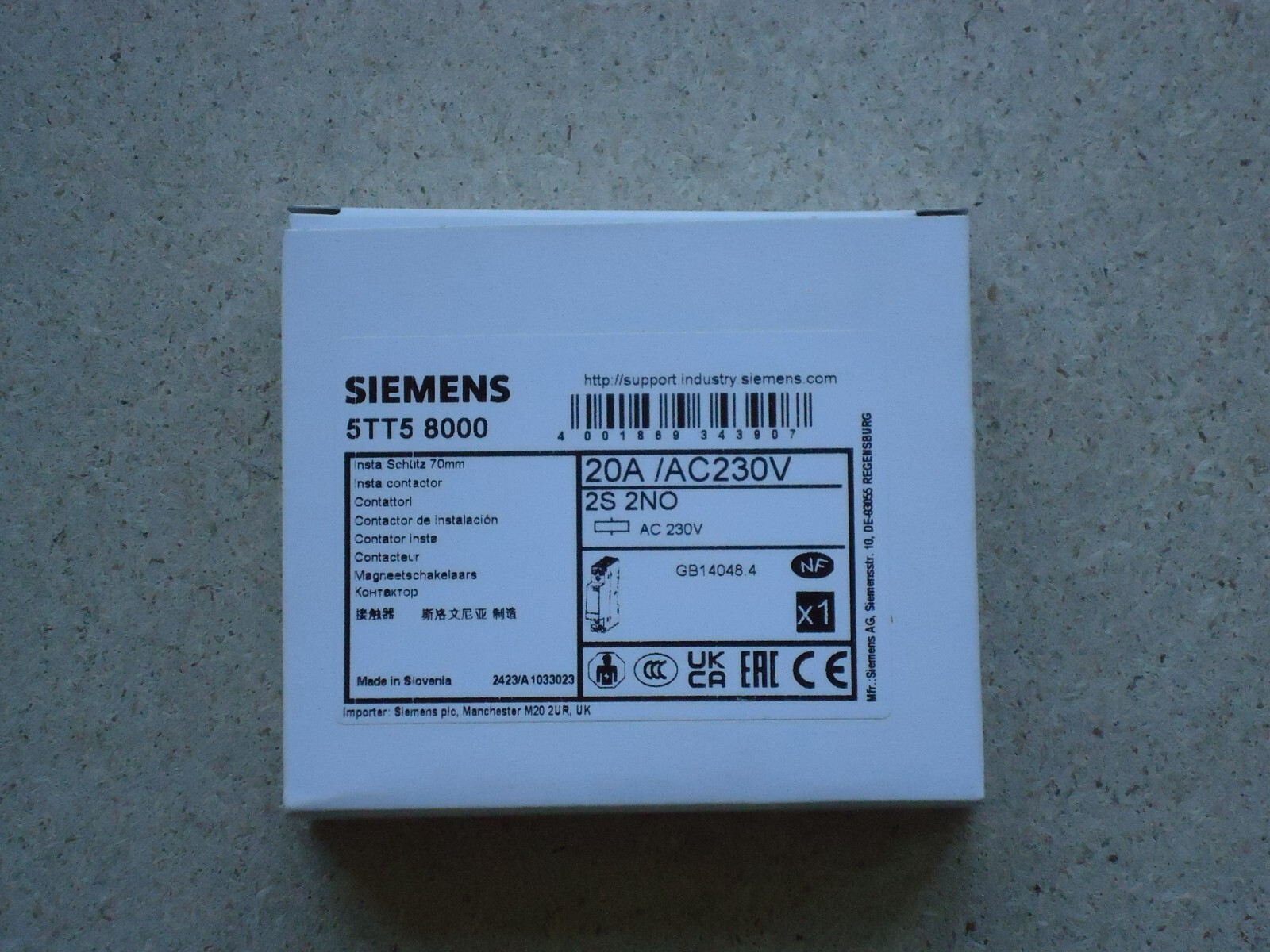 SIEMENS 5TT58000 CONTATTORE  2NO 20A 230V  2NO Bobina 230V