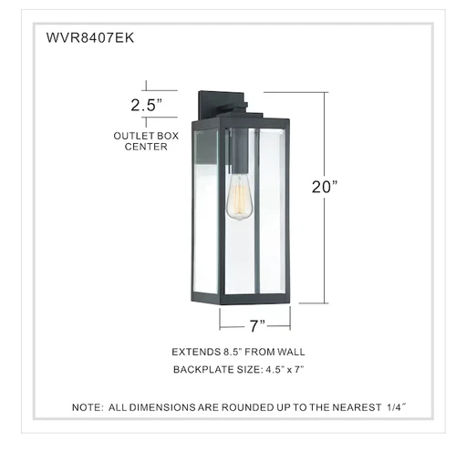 Quoizel Westover 1-Light 20-in Earth Black Outdoor Wall Light - Picture 5 of 7