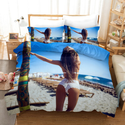 3D Bikini Schönheiten Sexy Strand Himmel Quilt Cover Set Bettwäsche Sets Kiss...