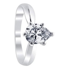 925 Sterling Silver Pear Shape CZ 6 Prong Set Promise Ring
